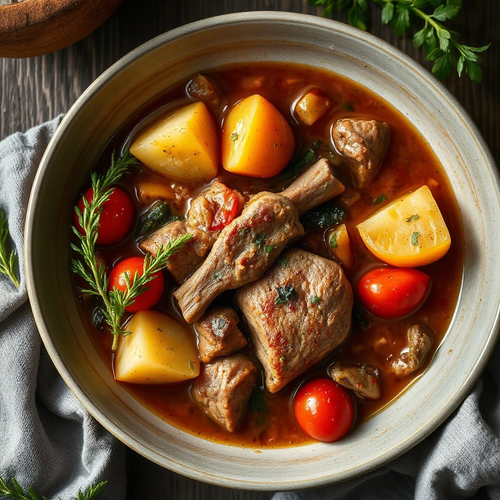 Ciorbă de Porc cu Cartofi și Roșii